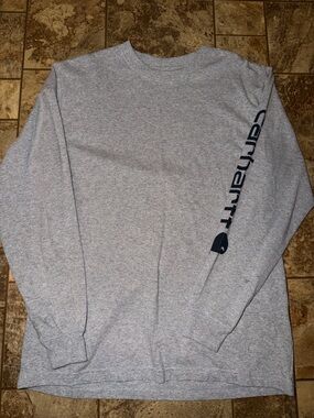 Carhartt Light Heather Gray Crewneck with Navy Logo